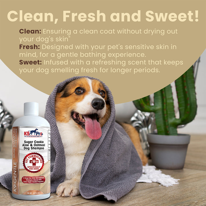 Dog Shampoo for Allergies and Itching - Sugar Cookie Scent with Soothing Aloe and Oatmeal for Smelly Dogs with Itchy Sensitive Skin - Hypoallergenic Anti Itch Deshedding Shampoo and Conditioner - k9pro-store